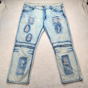 Red Ape Men’s Jeans 42x30 Light Wash Distressed Ripped Denim Streetwear